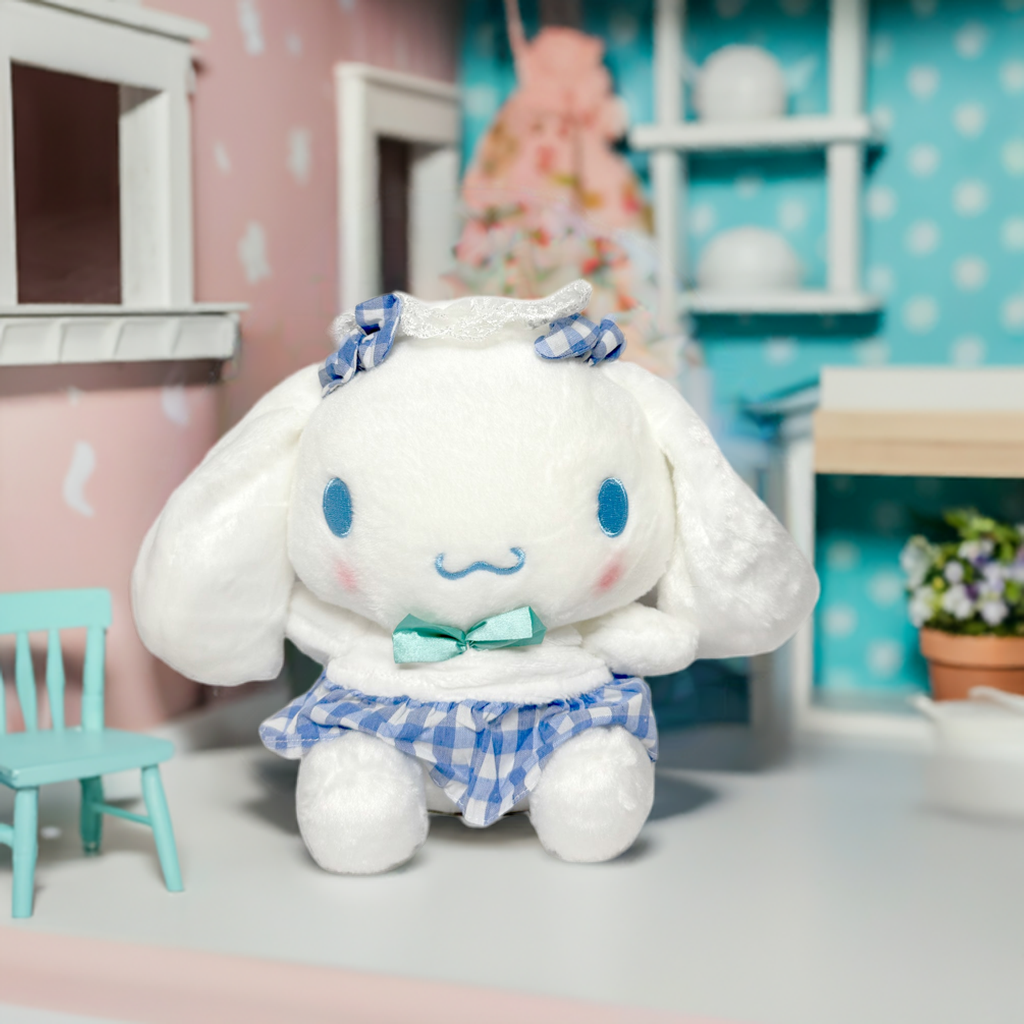 Cinnamoroll 9" Sanrio Plush (Blue Gingham Dress & Bow Edition)